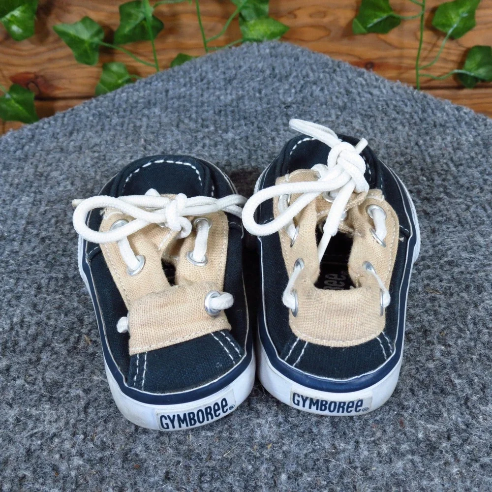 Gymboree Boat Toddler Boy Casual Shoe Size T3 Everyday Nautical Navy‎ Tan Canvas